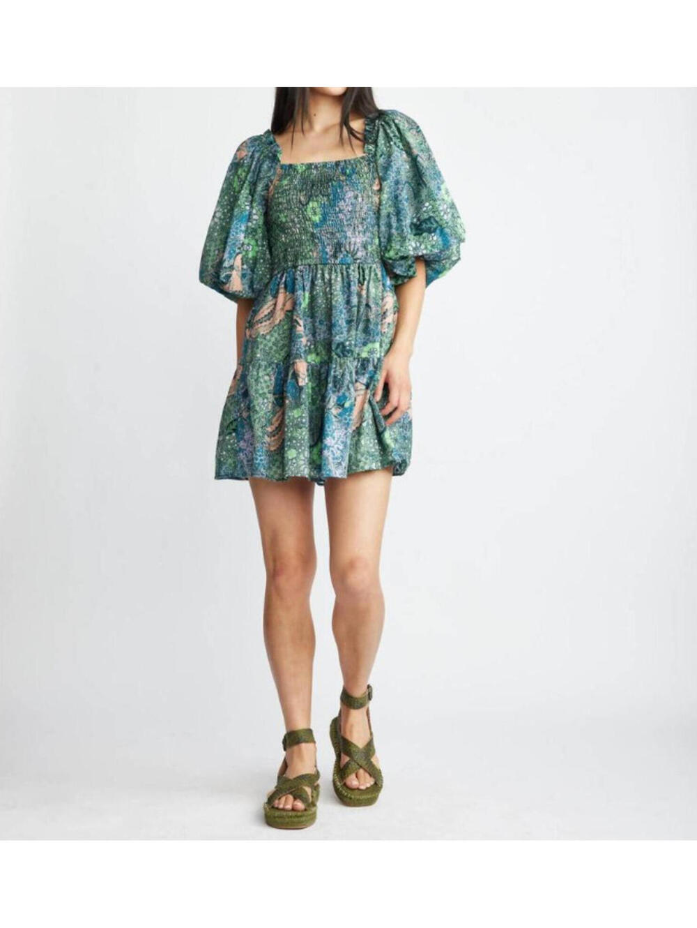 Self Contrast USA Made 100% Cotton Edvina Mini Dress in Coral Reef M